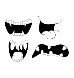 Cartoon smile mouth lips with teeth silhouette Vector Image