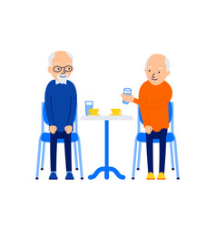 Old Man Drinking Men Leisure Together Modern