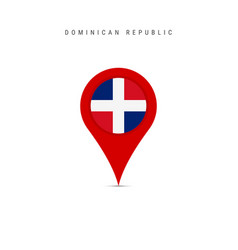 Teardrop Map Marker With Flag Of Dominican