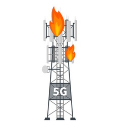 5g Mast Base Station Tower On Fire