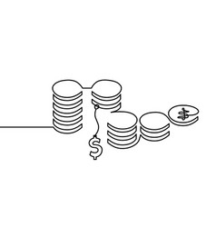 Abstract Coins With Dollar As Continuous Lines