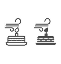 Blowing Out Candles Line And Solid Icon Blow