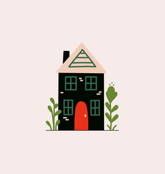 Cute Cartoon Tiny House Flat Small City Building