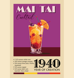 Mai Tai Cocktail Retro Poster Art