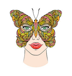 Butterfly And Woman Face