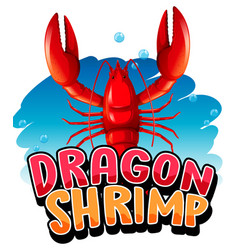 Lobster Cartoon Character With Dragon Shrimp Font