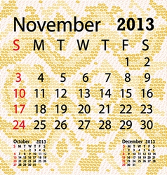 November 2013 Calendar Albino Snake Skin