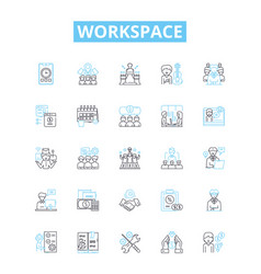 Workspace Line Icons Set Office Room