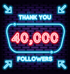 40000 Followers Thank You Badge In Neon Style