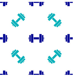 Blue Dumbbell Icon Isolated Seamless Pattern