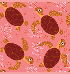 Children Pattern With Cute Turtle Characters