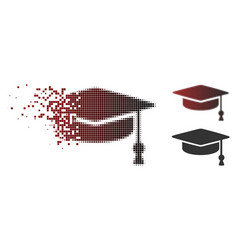 Fragmented Pixel Halftone Graduation Cap Icon