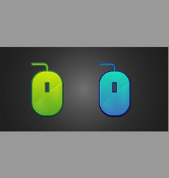 Green And Blue Computer Mouse Gaming Icon Isolated