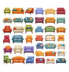 Sofas Big Budle Of Furniture In Cartoon Color