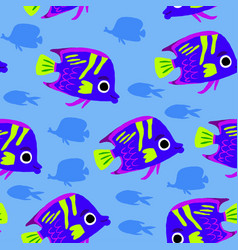 Cute Sea Fish Blue Tang Or Regal Seamless