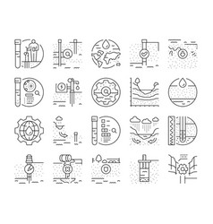 Hydrogeologist Industrial Icons Set