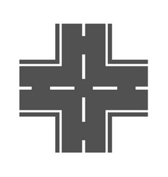 Monochrome Road Intersection Icon Flat