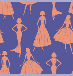 Seamless Background Of Silhouettes Elegante Women