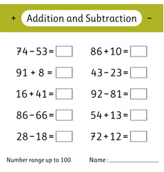 Addition And Subtraction Number Range Up To 100