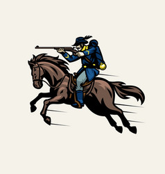 Civil War Union Soldier Riding Horse While