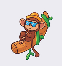 Cute Monkey Relax Summer Vacation Holiday