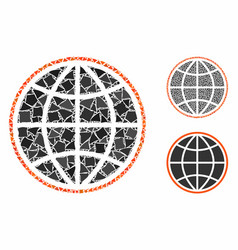 Globe Mosaic Icon Unequal Elements