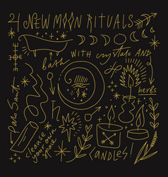 Modern Witch Diary Concept Girl New Moon Phase