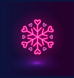 Neon Pink Snowflake With Hearts Winter