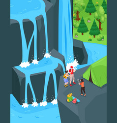 Waterfall Isometric Background