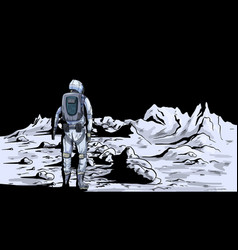 Astronaut On Moon Back View Full Color