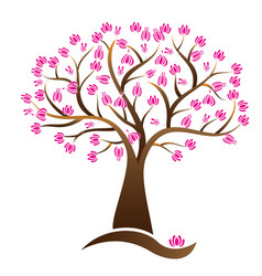 Cherry Lotus Blossom Tree Logo Image