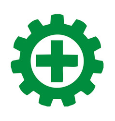 Green Health Icon With A Gear Wheel In The Mid