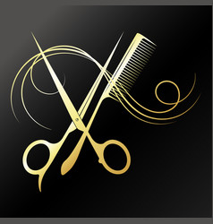 Scissors Hairdresser Comb And A Beautiful Curl Of