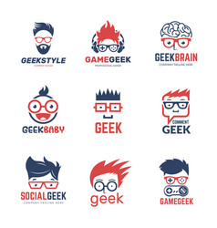 Geek cartoon plus sign logo concept health Vector Image