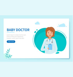 Landing Page Or Banner With Doctor Woman Baby