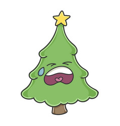 Sad Crying Christmas Tree Cartoon Character