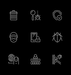 Set Line Icons Of Cyber Security