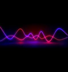 Abstract Neon Wave Lines On Black Background