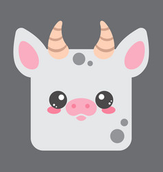 Cute Square Sheep Face Cartoon Head Of Animal