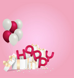 Gift Boxes And Balloons With Happy