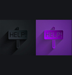 Paper Cut Help Icon Isolated On Black On Purple