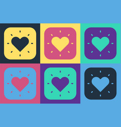 Pop Art Heart Icon Isolated On Color Background