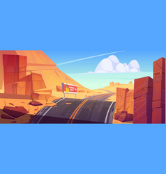 Road And Billboard In Desert With Red Rocks