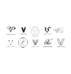 Creative V Emblem Letter Monogram Vintage