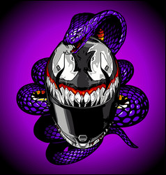 Purple Cobra Wrapped Around Devil Pattern Helmet