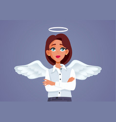 Good Businesswoman With Angel Wings And Halo