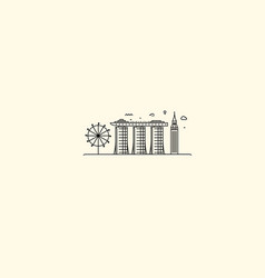 Marina Bay Sands In Singapore Flat Line Art