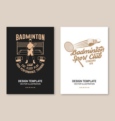 Set Of Badminton Sport Vintage Flyer Poster