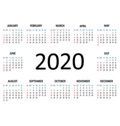 Yearly Calendar 2020 Week Starts From Sunday