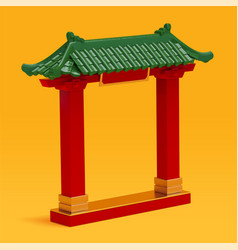 3d Red Chinese Temple Gate Or Roof